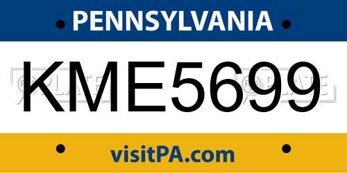 KME5699 Pennsylvania License Plate