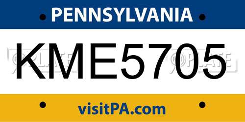 KME5705 Pennsylvania License Plate