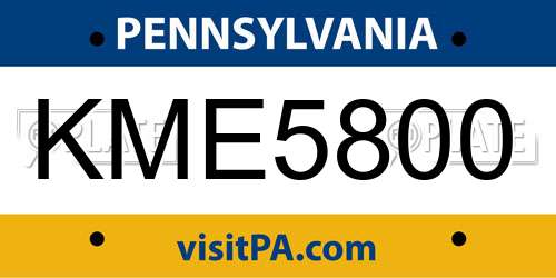 KME5800 Pennsylvania License Plate