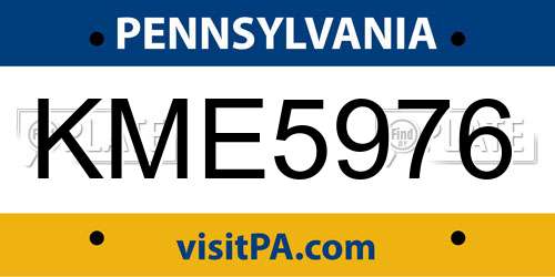KME5976 Pennsylvania License Plate