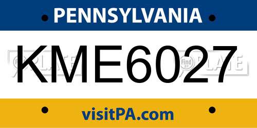 KME6027 Pennsylvania License Plate