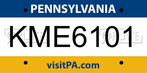 KME6101 Pennsylvania License Plate