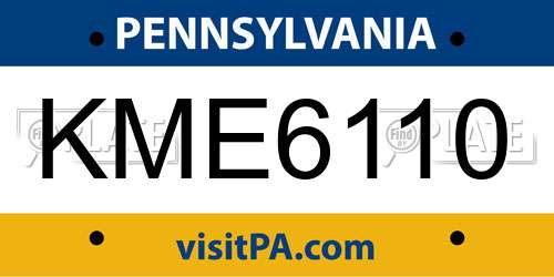 KME6110 Pennsylvania License Plate