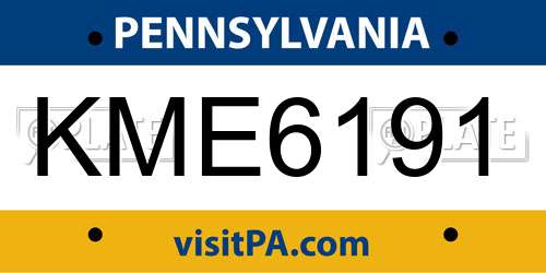 KME6191 Pennsylvania License Plate