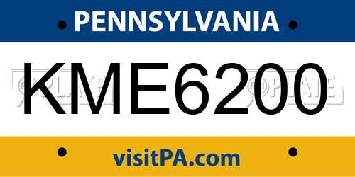 KME6200 Pennsylvania License Plate