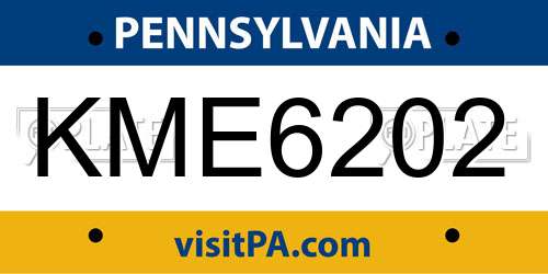 KME6202 Pennsylvania License Plate