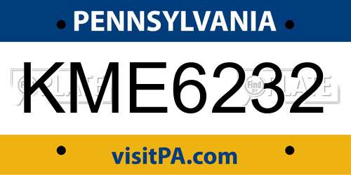 KME6232 Pennsylvania License Plate