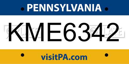KME6342 Pennsylvania License Plate