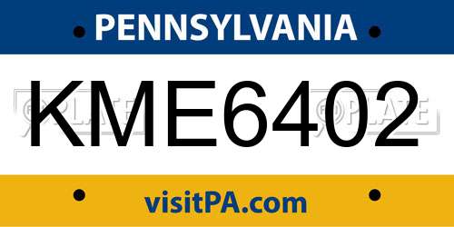 KME6402 Pennsylvania License Plate