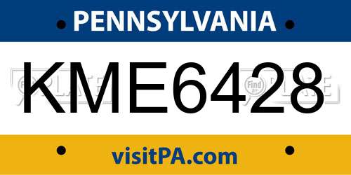 KME6428 Pennsylvania License Plate