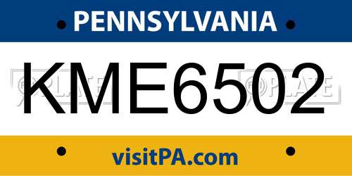 KME6502 Pennsylvania License Plate