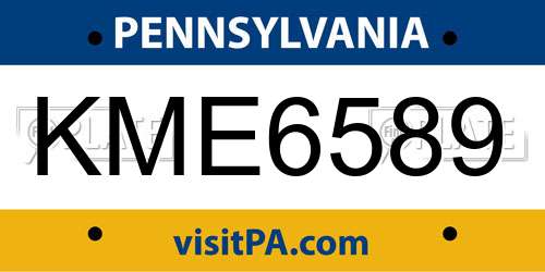 KME6589 Pennsylvania License Plate