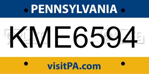 KME6594 Pennsylvania License Plate