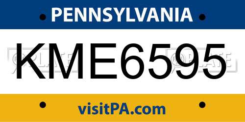 KME6595 Pennsylvania License Plate