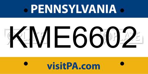 KME6602 Pennsylvania License Plate