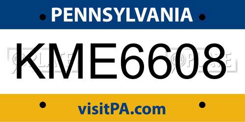 KME6608 Pennsylvania License Plate