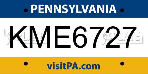 KME6727 Pennsylvania License Plate