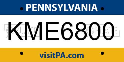 KME6800 Pennsylvania License Plate