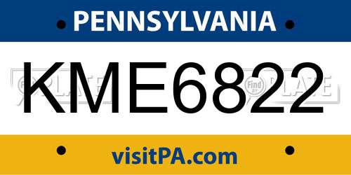 KME6822 Pennsylvania License Plate