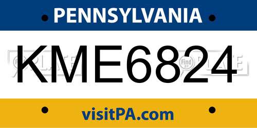 KME6824 Pennsylvania License Plate