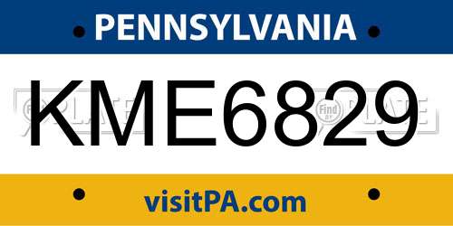 KME6829 Pennsylvania License Plate