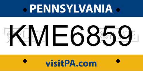 KME6859 Pennsylvania License Plate