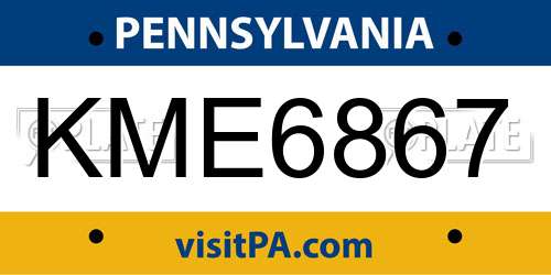 KME6867 Pennsylvania License Plate