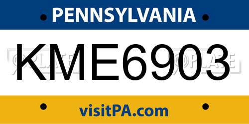 KME6903 Pennsylvania License Plate