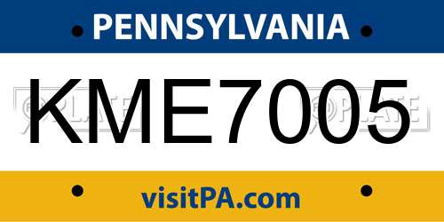 KME7005 Pennsylvania License Plate