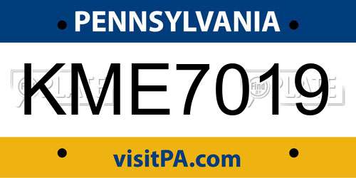 KME7019 Pennsylvania License Plate