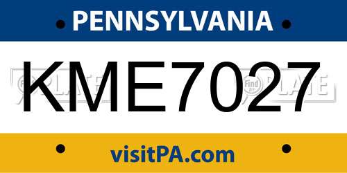 KME7027 Pennsylvania License Plate