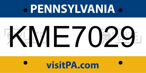KME7029 Pennsylvania License Plate