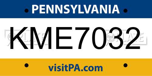 KME7032 Pennsylvania License Plate