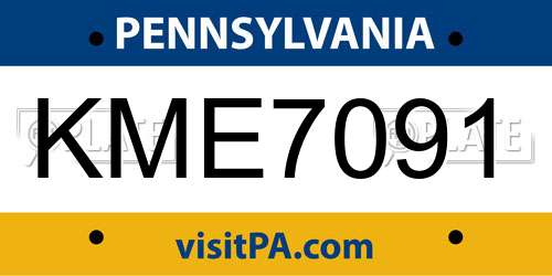 KME7091 Pennsylvania License Plate