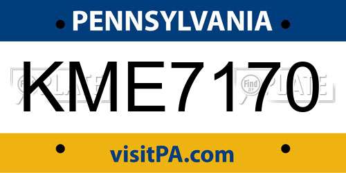 KME7170 Pennsylvania License Plate