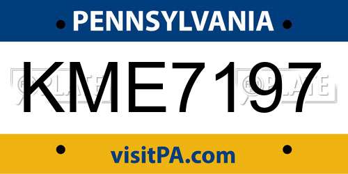 KME7197 Pennsylvania License Plate
