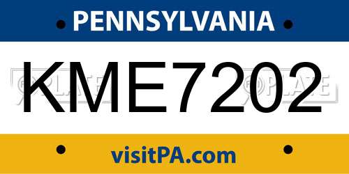 KME7202 Pennsylvania License Plate