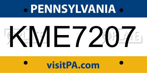 KME7207 Pennsylvania License Plate