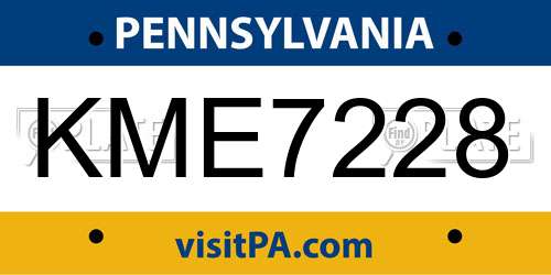 KME7228 Pennsylvania License Plate