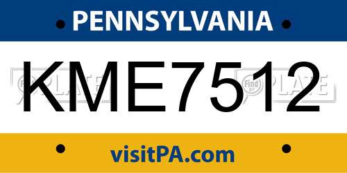 KME7512 Pennsylvania License Plate
