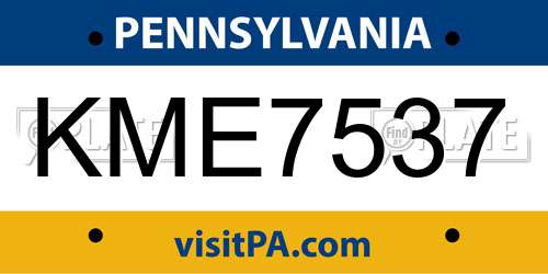 KME7537 Pennsylvania License Plate