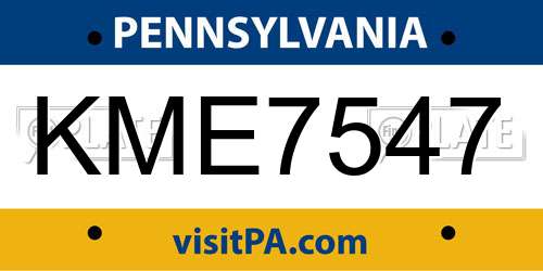 KME7547 Pennsylvania License Plate