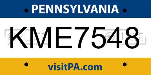 KME7548 Pennsylvania License Plate
