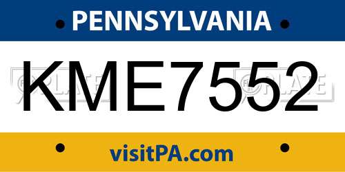 KME7552 Pennsylvania License Plate
