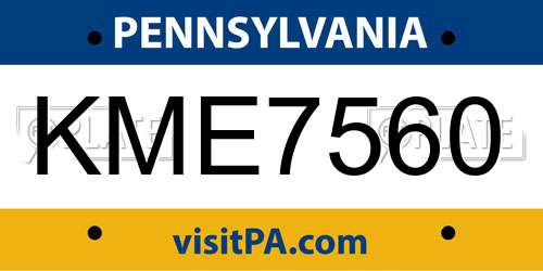 KME7560 Pennsylvania License Plate