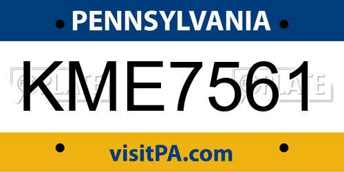 KME7561 Pennsylvania License Plate