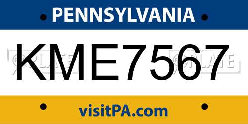 KME7567 Pennsylvania License Plate