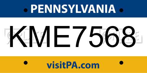 KME7568 Pennsylvania License Plate