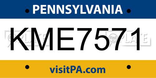 KME7571 Pennsylvania License Plate