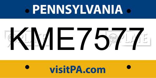 KME7577 Pennsylvania License Plate